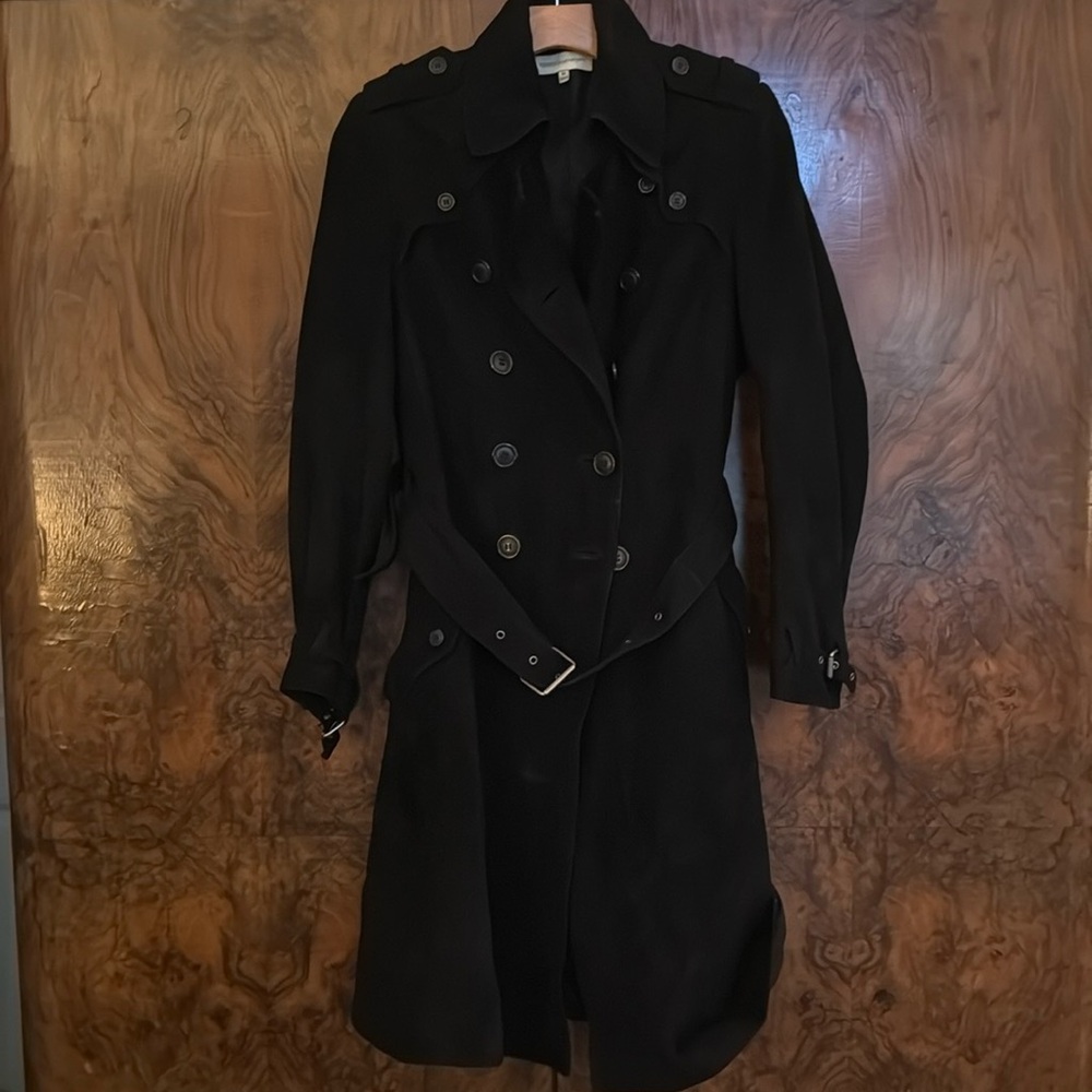 Rebecca Minkoff Black Double-Breasted Trench Coat